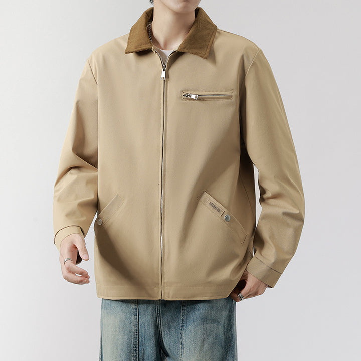 Herren Modische Übergangsjacke mit Cordkragen Drune