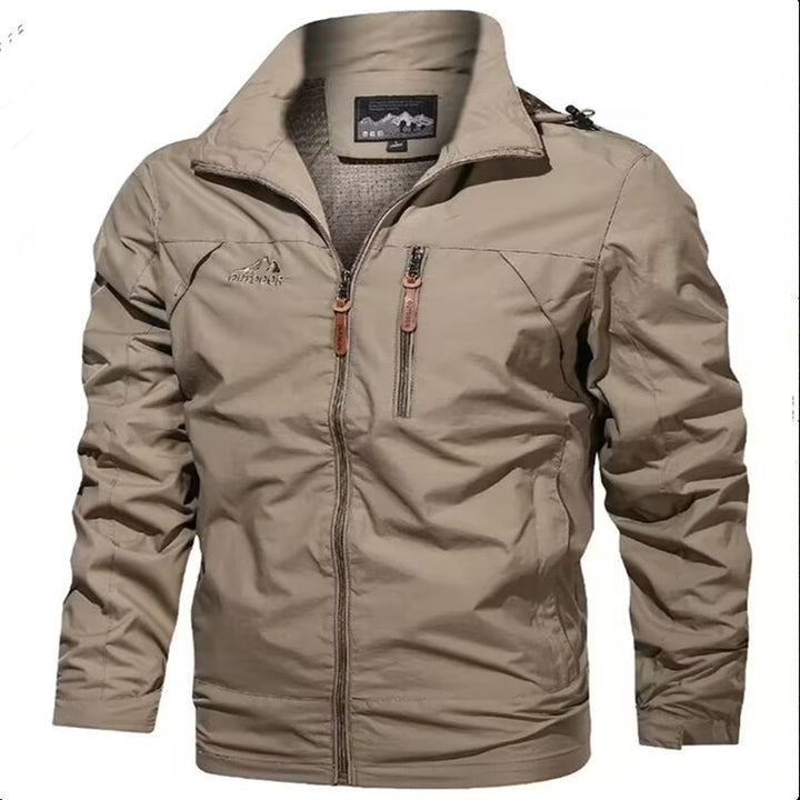 Herren Leichte wasserdichte Kapuzen-Outdoorjacke mit Brusttasche und verstellbaren Bündchen Drune