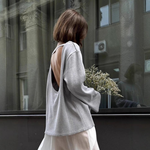 Damen Lässiger Strickpullover mit weitem Schnitt Drune