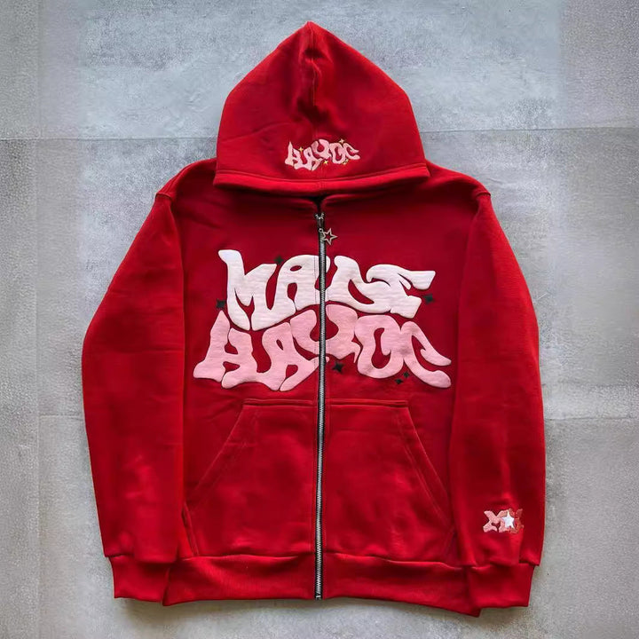 Damen sportliche Kapuzenjacke im urbanen Graffiti-Stil Drune