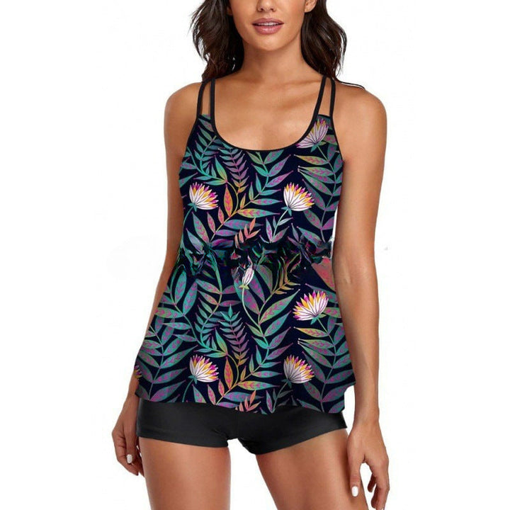 Damen Sportliches Tankini-Set mit bequemem Shorts und verstellbaren Trägern Drune