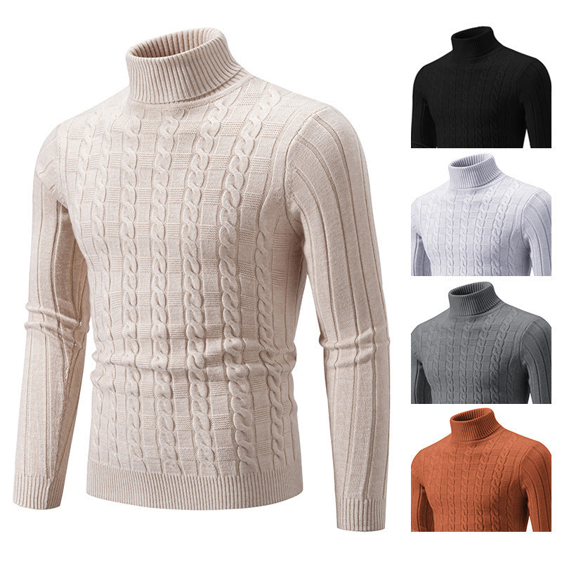 Herren modischer Rollkragenpullover mit strukturiertem Zopfdesign Drune
