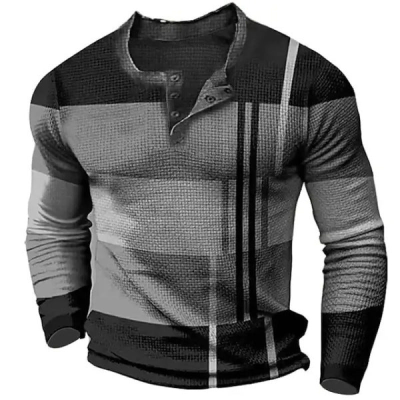 Herren Sportliches Langarmshirt mit Knopfleiste Drune