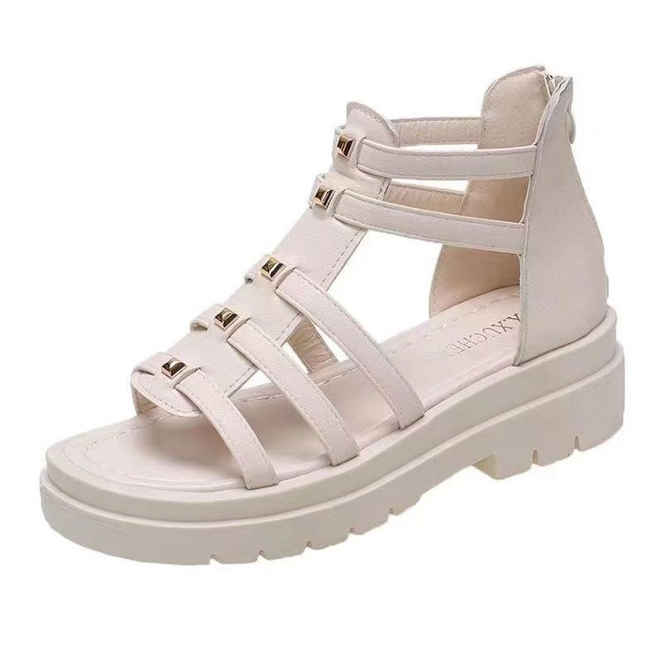 Damen nan gladiatorische Plateausandalette mit gepolstertem Komfortfußbett, profilierter Plateausohle und Rückreißverschluss Drune