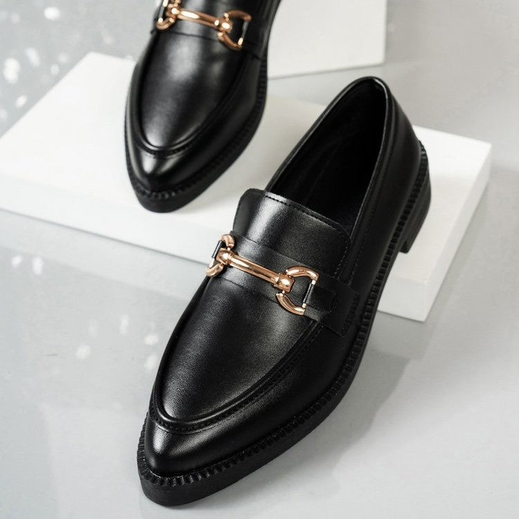 Damen  Lacklederoptik Loafer mit dekorativem Metall-Bit und profilierter Gummisohle Drune