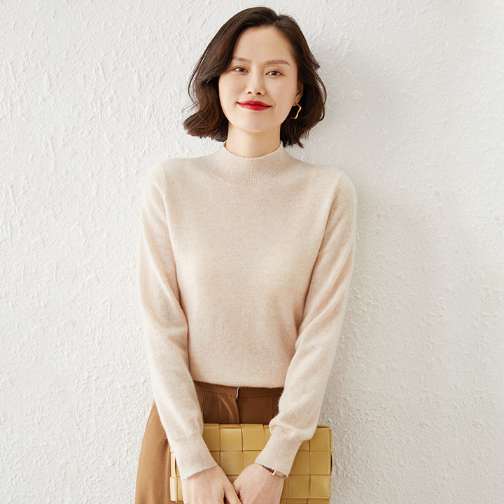 Damen Luxuriöser Kaschmir-Feinstrickpullover mit Stehkragen Drune