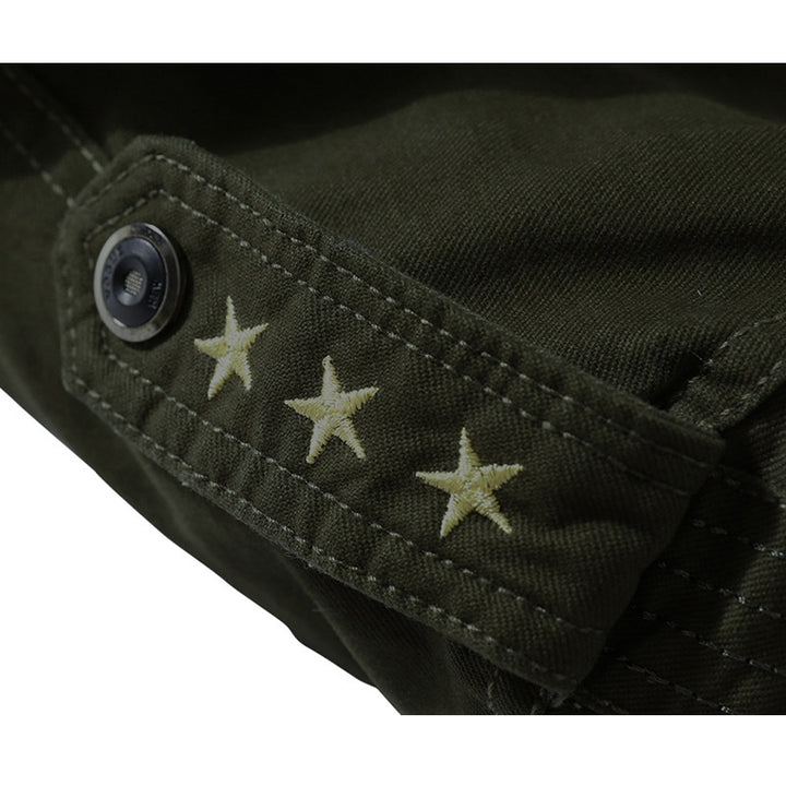Herren Canvas-Flightjacke mit wärmender Fleece-Innenlage, Schulterklappen und Multifunktions-Taschen Drune