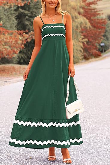Damen Maxikleid mit eleganten Zierhörnchen und verstellbaren Trägern Drune