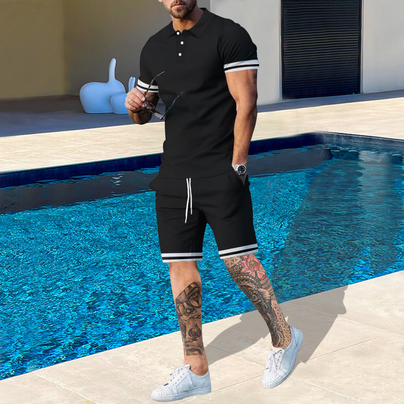 Herren Poloshirt und Shorts-Set mit sportlichen Akzenten Drune