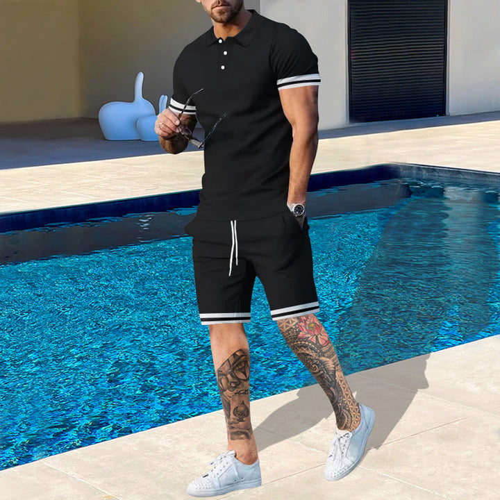 Herren Poloshirt und Shorts-Set mit sportlichen Akzenten Drune