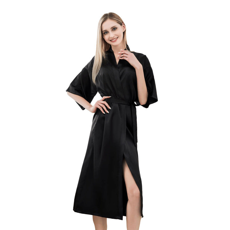 Damen luxuriöser Satin-Bademantel Drune