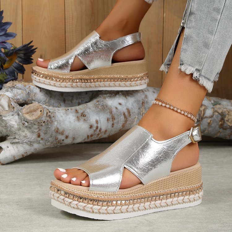 Damen Glitzernde Plateau-Sandalen Drune