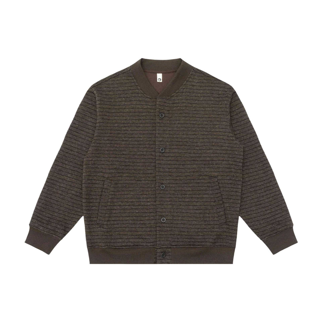 Herren Gestreifte Strick-Cardigan-Jacke mit V‑Ausschnitt und gerippten Bündchen Drune