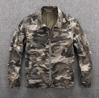 Herren Utility-Blouson im Camouflage-Muster mit Reißverschluss und Armzippertasche Drune