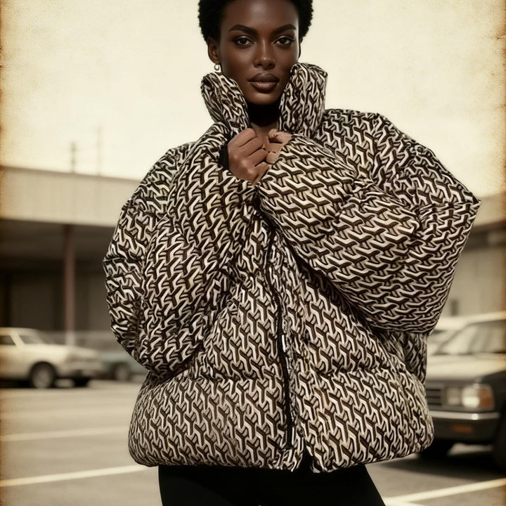 Damen Steppjacke mit modernem Grafikdesign Drune