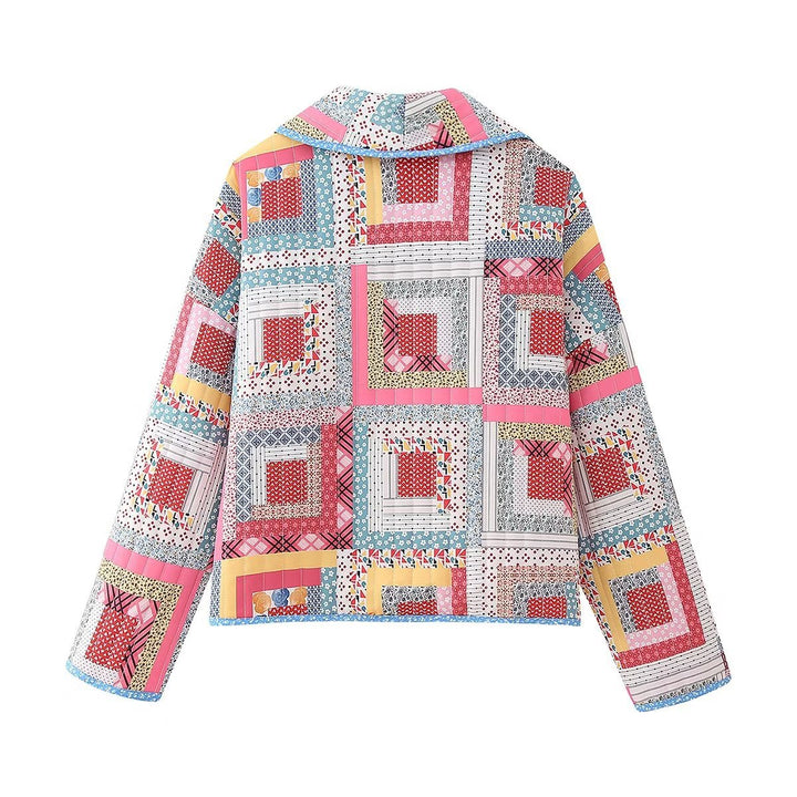 Damen Patchwork-Kimono-Jacke mit lockerer Cropped-Silhouette Drune