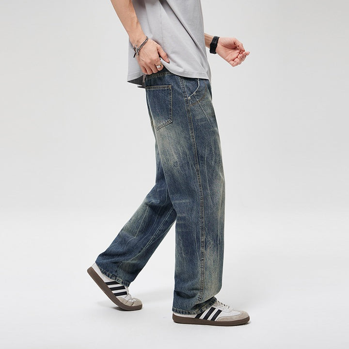 Herren Baggy-Jeans im Vintage‑Wash mit hoher Bundhöhe, relaxed Bein & dezenter Distressed‑Optik Drune