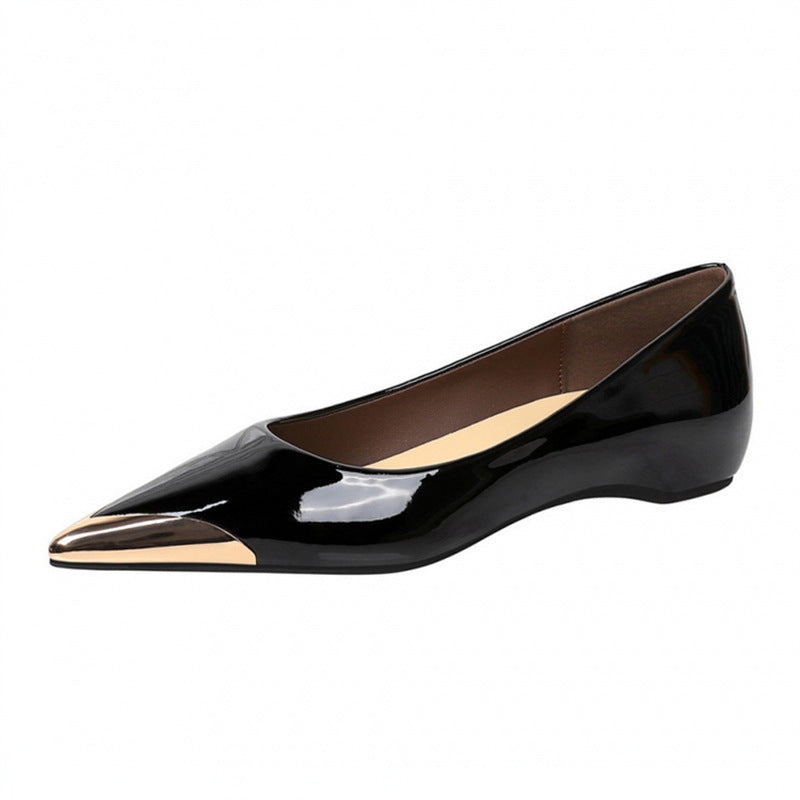 Damen Spitz zulaufende Pumps mit Leo-Veloursoptik und metallischer Kappenspitze Drune