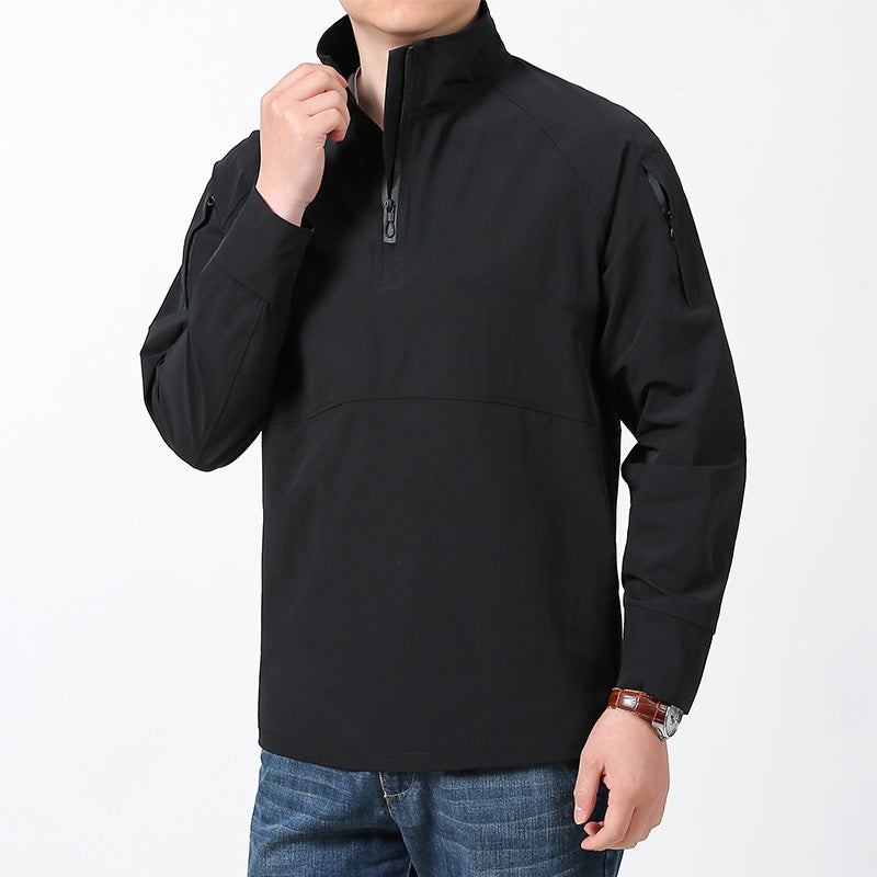 Herren nan Softshell-Pullover mit kurzem Reißverschluss, Ärmeltasche und Raglanärmeln Drune