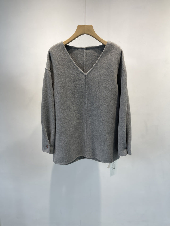 Damen Relaxed Fit V-Ausschnitt Pullover Drune