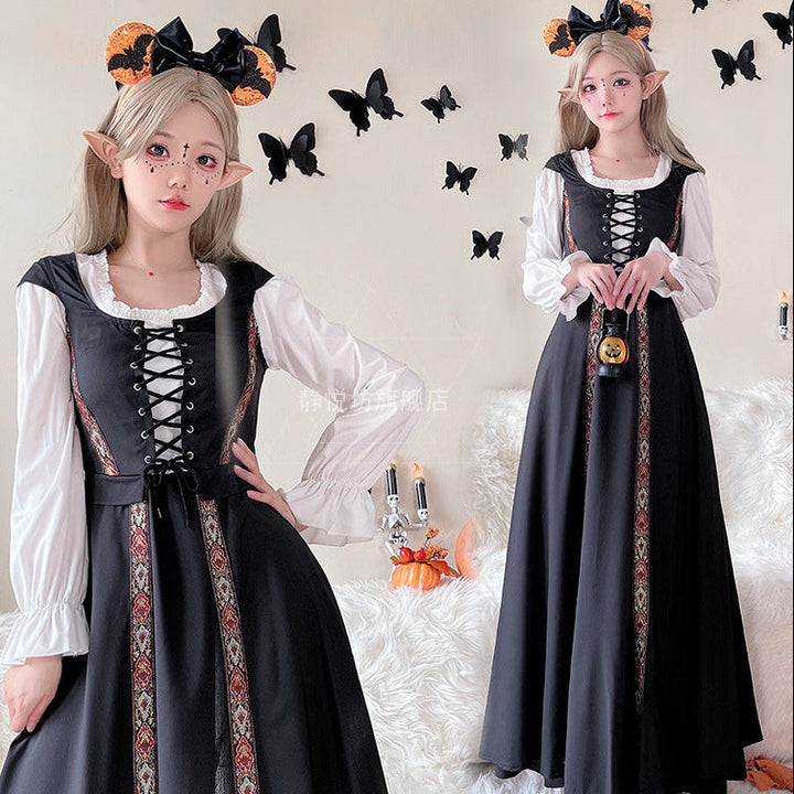 Damen Märchenhaftes Kostümkleid mit eleganter Schnürung und romantischen Details Drune