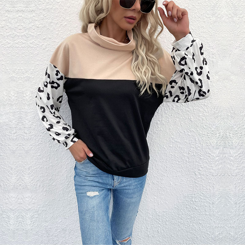 Damen Oversize-Pullover mit Schalkragen, Colourblock und Ballonärmeln Drune