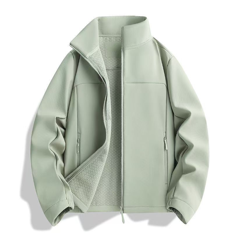 Unisex leichte Softshell-Jacke mit Fleece-Innenfutter, Stehkragen und Reißverschlusstaschen Drune