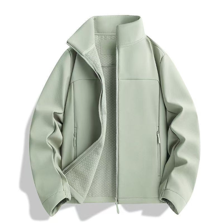 Unisex leichte Softshell-Jacke mit Fleece-Innenfutter, Stehkragen und Reißverschlusstaschen Drune