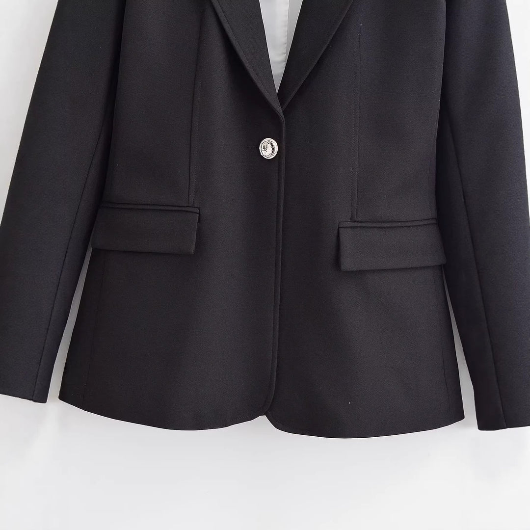 Damen Zeitloser Tailored-Blazer mit Ein-Knopf‑Verschluss, Reverskragen und Pattentaschen Drune