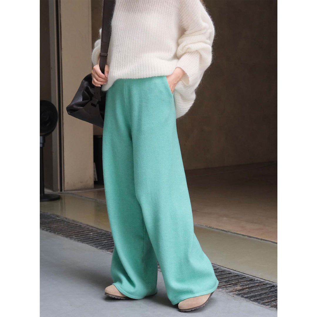 Damen Weite Strick‑Palazzohose im Lounge‑Look mit hohem Bund Drune