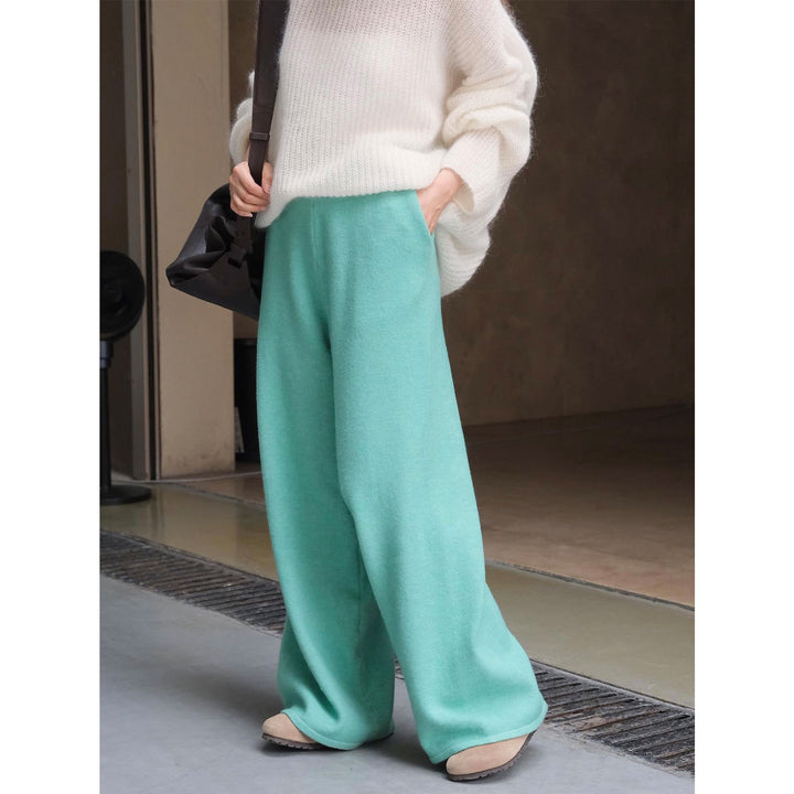 Damen Weite Strick‑Palazzohose im Lounge‑Look mit hohem Bund Drune