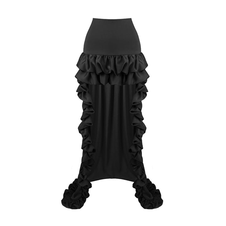 Damen glamouröses Cocktailkleid mit voluminösen Rüschen und transparenten Ärmeln Drune