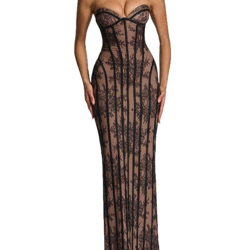 Damen Abendkleid mit raffinierten Spitzen-Details Drune