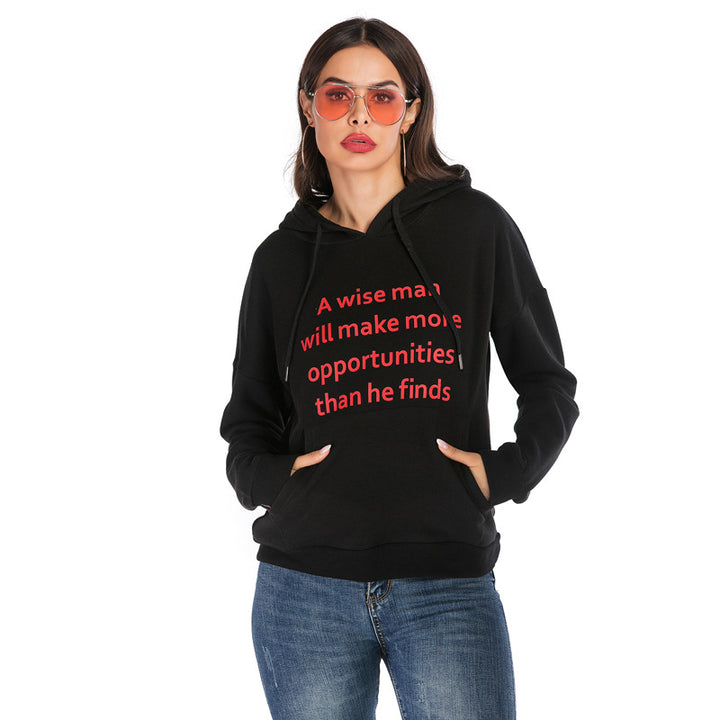 Damen Kapuzenpullover mit Statement-Print, Kängurutasche und Oversize-Schnitt Drune