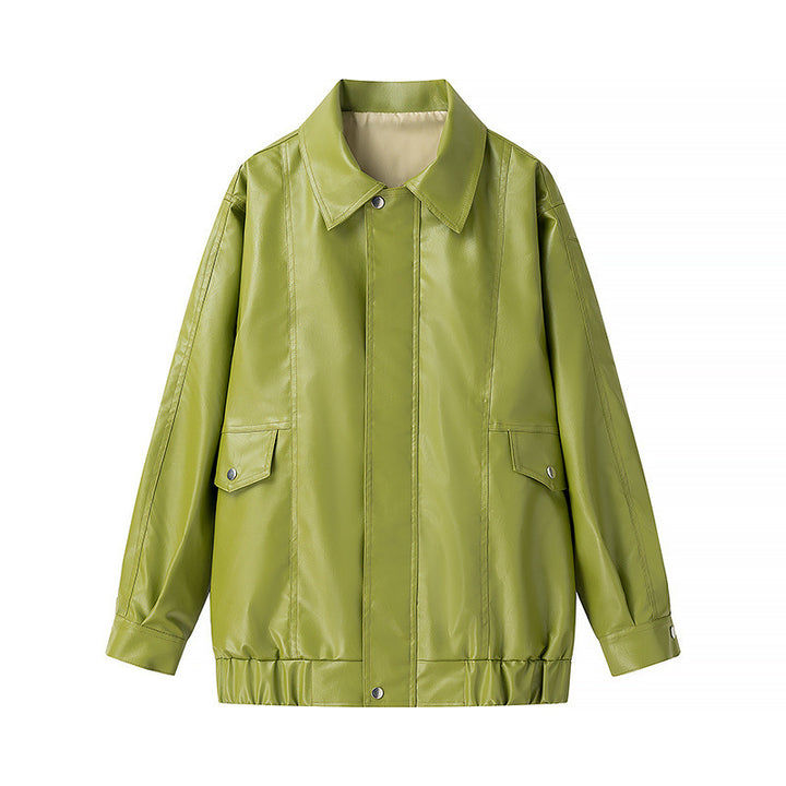Damen Lässige Kunstlederjacke mit praktischen Taschen und modernem Design Drune