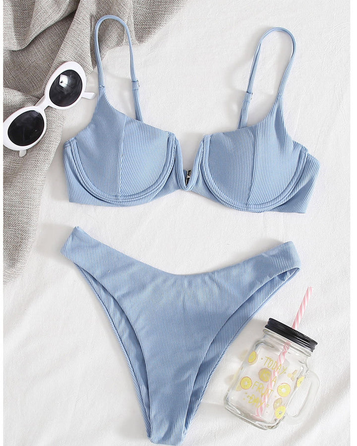Damen Push-Up-Bikini mit elegantem Rippendesign Drune
