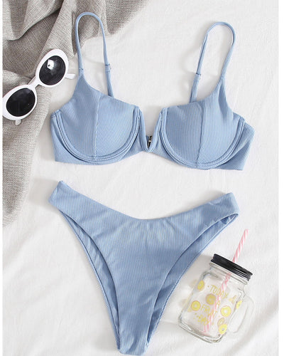 Damen Push-Up-Bikini mit elegantem Rippendesign Drune