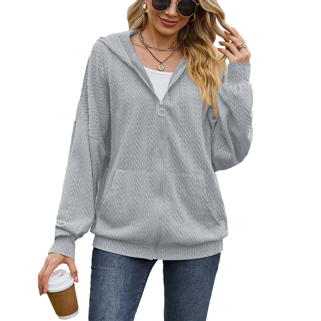 Damen Oversized Kapuzenpullover mit Strukturmuster und praktischen Taschen Drune