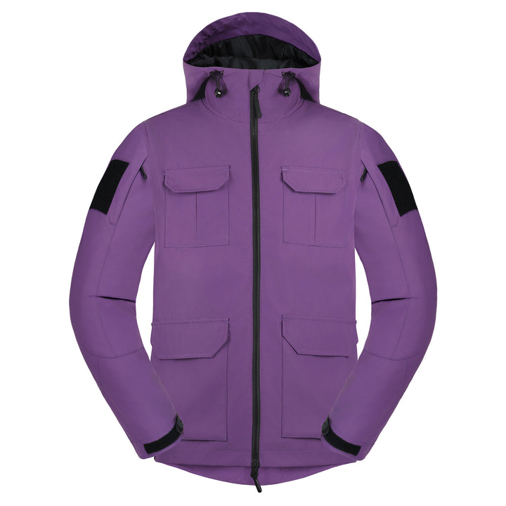 Men's  weatherproof hooded utility parka with flap chest pockets and sleeve patch panels Drune