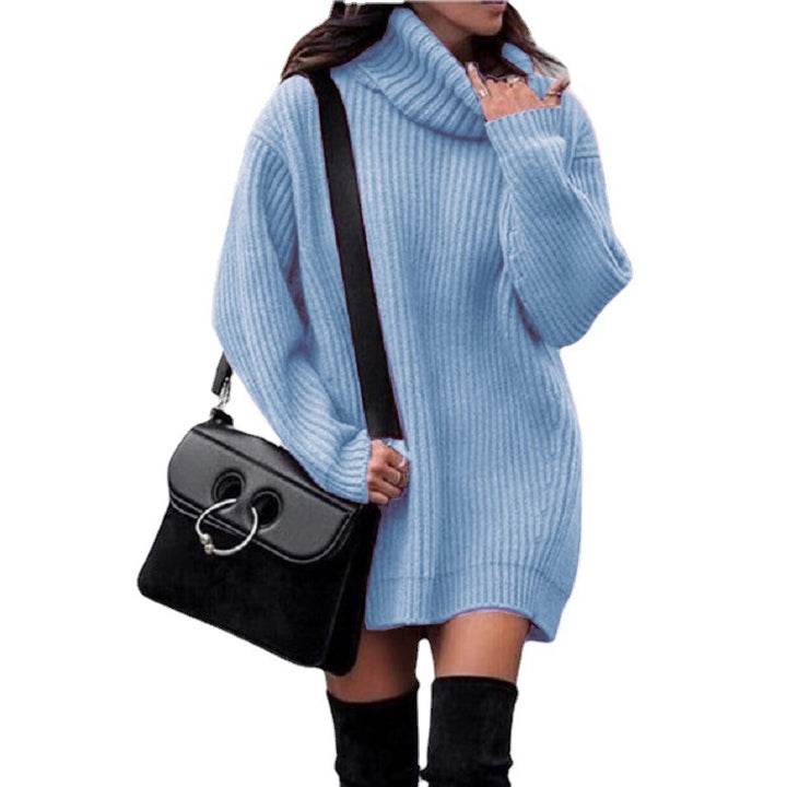 Damen Oversize-Longpullover mit Rollkragen, geripptem Feinstrick und figurumspielender Tunika-Länge Drune