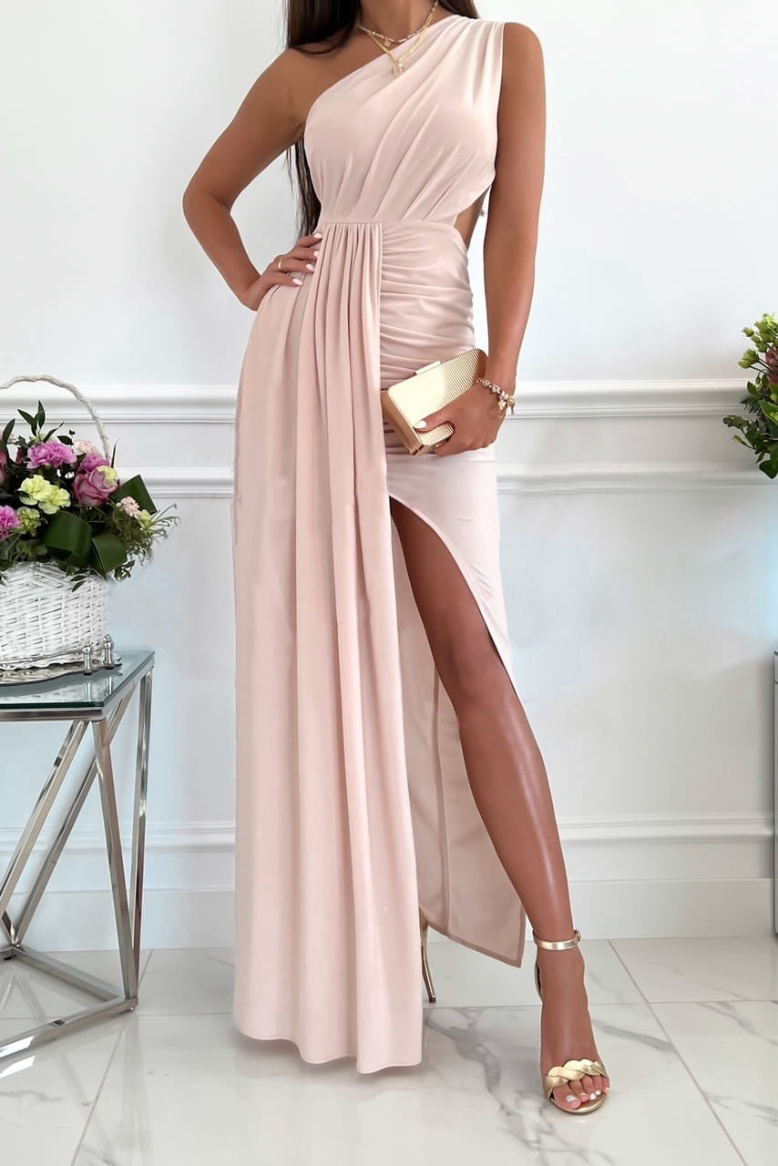 Damen elegantes Wickelkleid mit asymmetrischem Schnitt und seitlichem Schlitz Drune