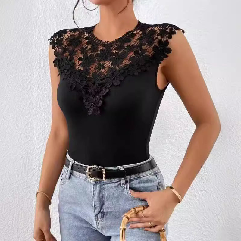 Elegantes Damen-Spitzenhemd mit Drune-Applikation