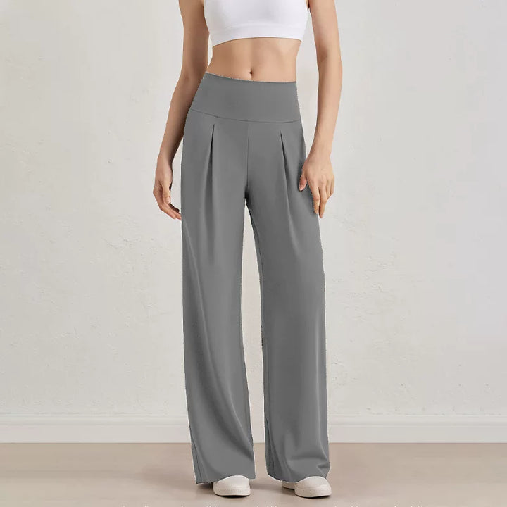 Damen Komfort-Faltenhose mit hohem Bund.