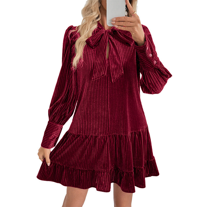 Damen Elegantes und Verspielt Kleid mit Schluppe Drune