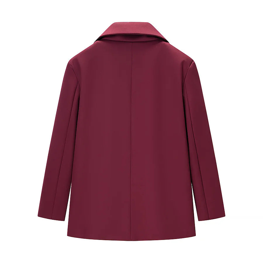 Damen nan kastiger Blazer mit spitzem Revers, Pattentaschen und durchgehendem Innenfutter Drune