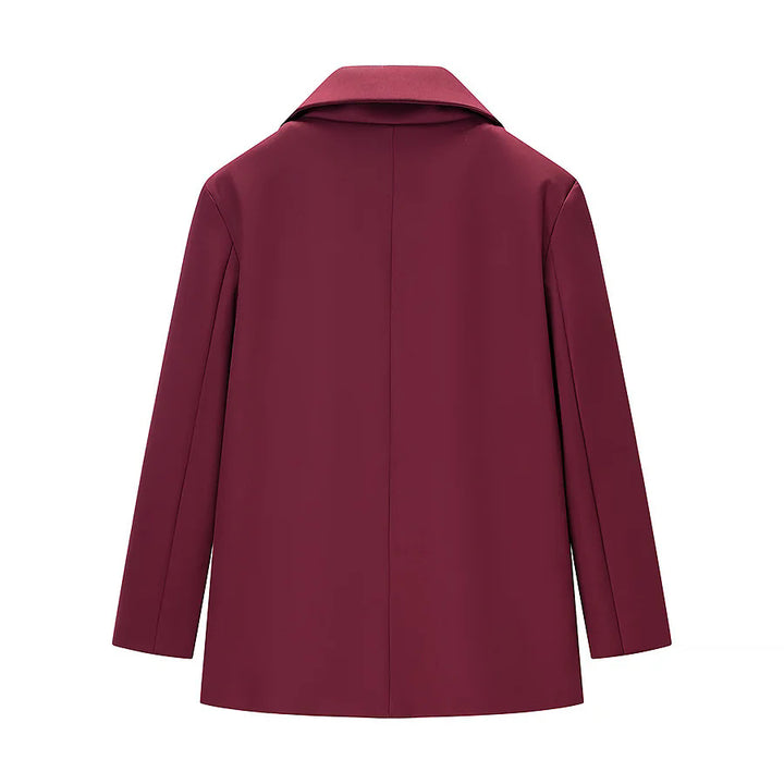 Damen nan kastiger Blazer mit spitzem Revers, Pattentaschen und durchgehendem Innenfutter Drune