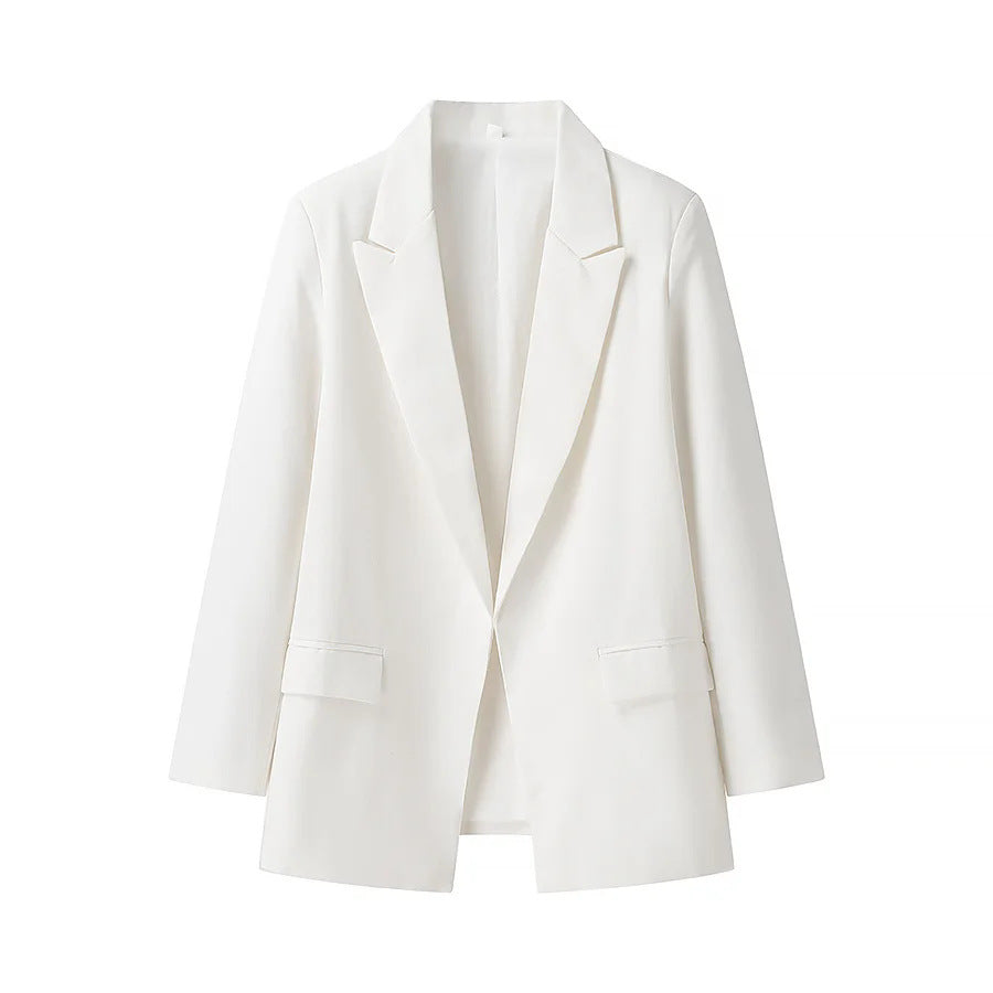 Damen nan unstrukturierter Longblazer mit fallendem Revers, leichter Stretchqualität und Pattentaschen Drune