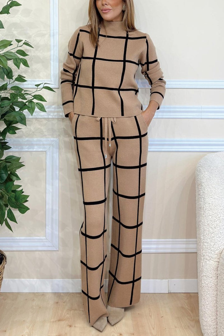 Damen Langärmliges Set im Karo-Design Drune