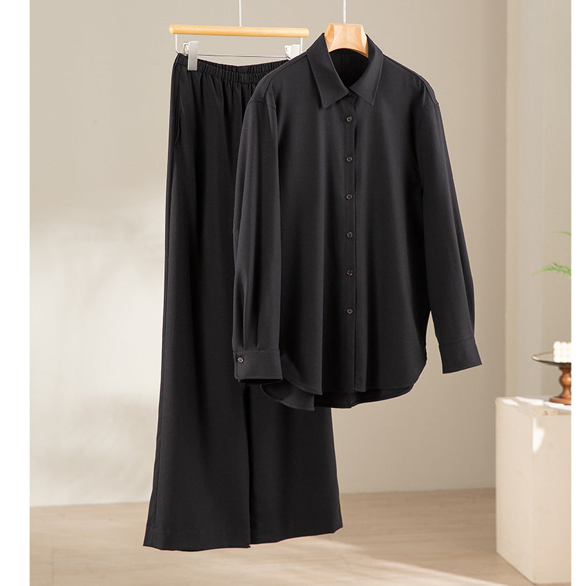 Damen Oversized Seidiges Hemd mit durchgehender Knopfleiste und Hemdkragen Drune