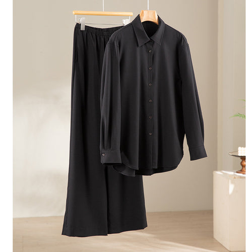 Damen Oversized Seidiges Hemd mit durchgehender Knopfleiste und Hemdkragen Drune